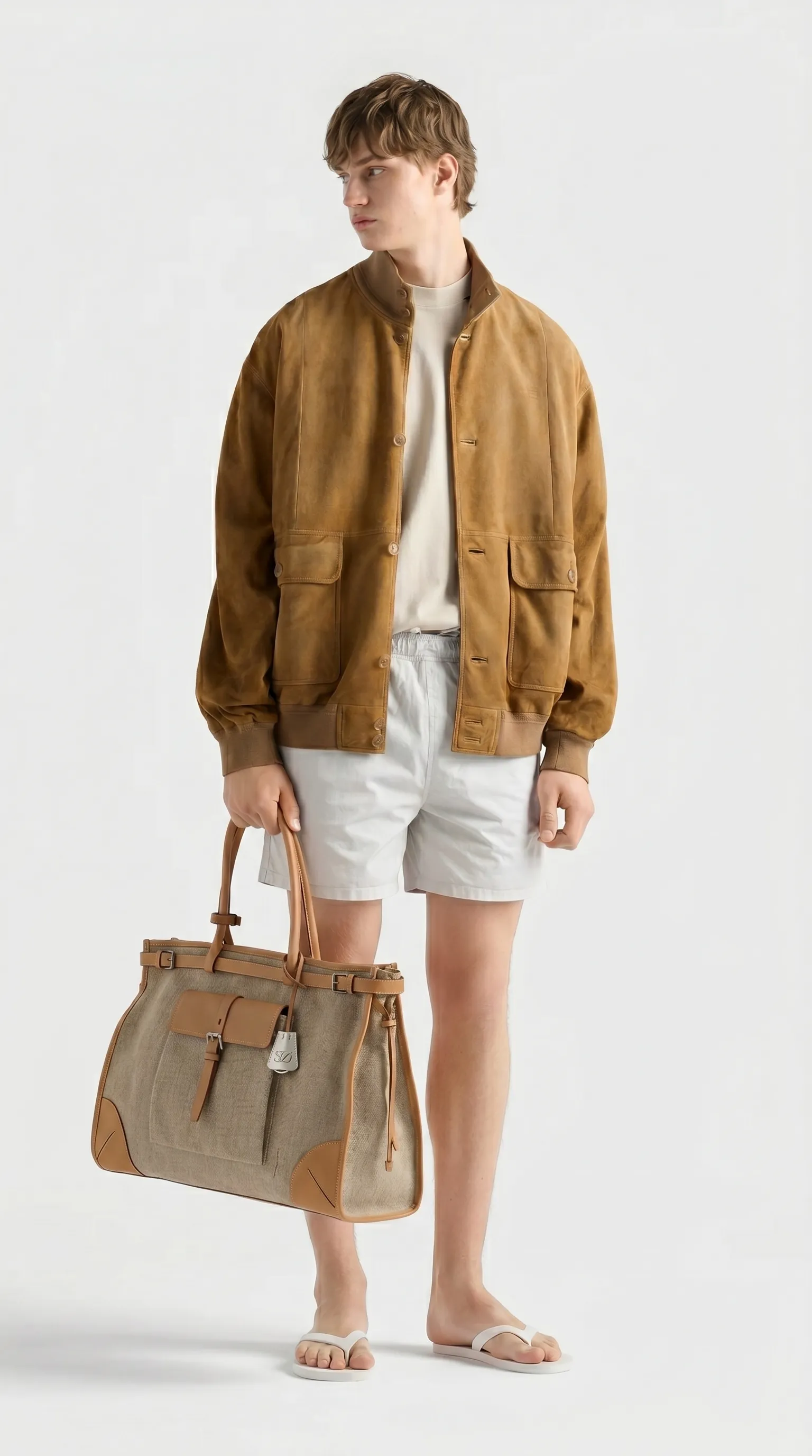 Suede Bomber — worn